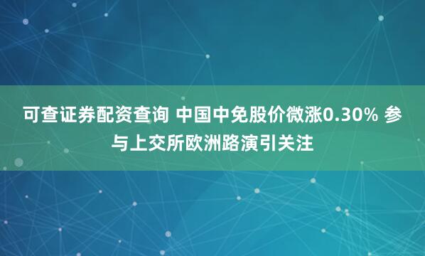 可查证券配资查询 中国中免股价微涨0.30% 参与上交所欧洲路演引关注